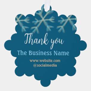 Blaue Orangenschneeflocken geben den Namen Weihnac Ornament Karte