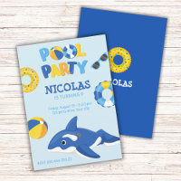 BLAUE ORCA INFLATABLE POOL-PARTY EINLADUNG