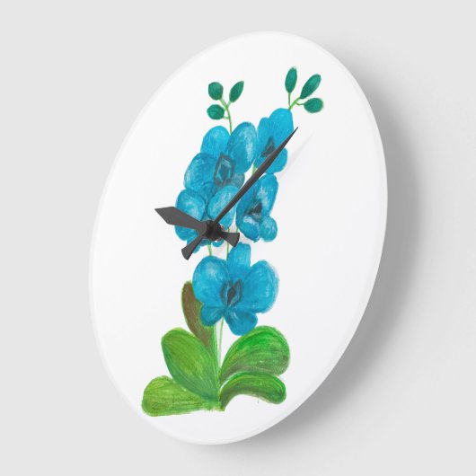 Blaue Orchidee Große Wanduhr (Winkel)