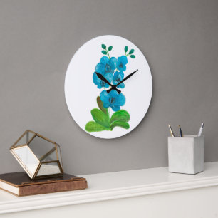 Blaue Orchidee Große Wanduhr