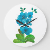 Blaue Orchidee Große Wanduhr (Vorderseite)