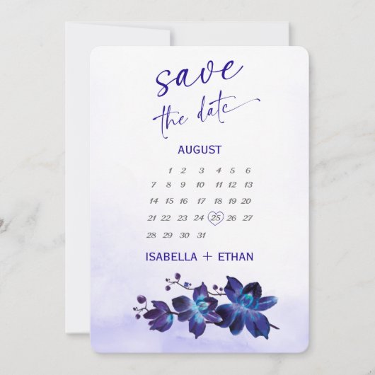 Blaue Orchidee Türkis Save the Date Karte Ideen (Vorderseite)