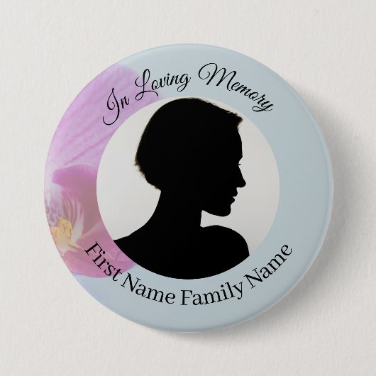 Blaue Orchideen-Andenken-Foto-Button Button (Vorderseite)