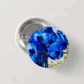 Blaue Orchideen Button (Vorne & Hinten)