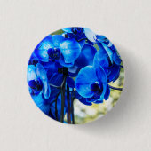 Blaue Orchideen Button (Vorderseite)