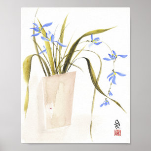 Blaue Orchideen-Eleganz Poster