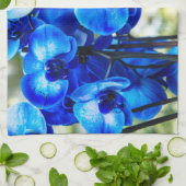 Blaue Orchideen Geschirrtuch (Gefaltet)