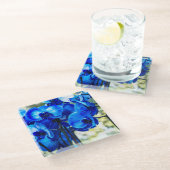 Blaue Orchideen Glasuntersetzer (Schrägansicht)