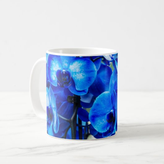 Blaue Orchideen Kaffeetasse (Vorderseite Links)