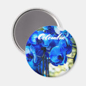 Blaue Orchideen Magnet (Vorderseite/Rückseite)