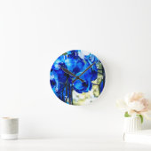 Blaue Orchideen Runde Wanduhr (Zuhause)