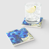 Blaue Orchideen Steinuntersetzer (Seitenansicht)