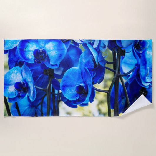 Blaue Orchideen Strandtuch (Vorderseite)