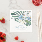 Blaue Orchideen und Palmen Blätter Tropisches Eleg Serviette (Beispiel)