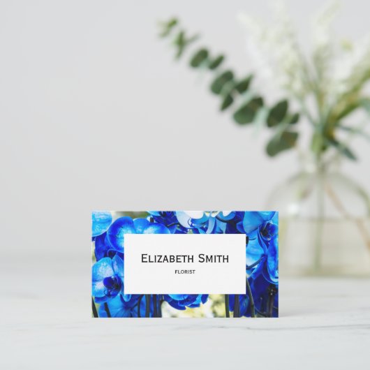 Blaue Orchideen Visitenkarte (Stehend Vorderseite)