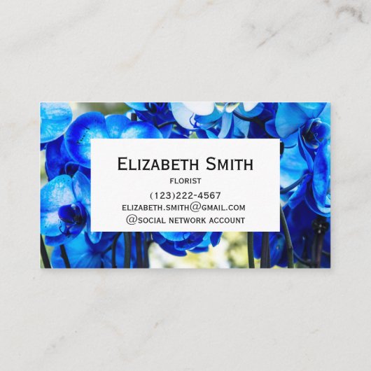 Blaue Orchideen Visitenkarte (Rückseite)