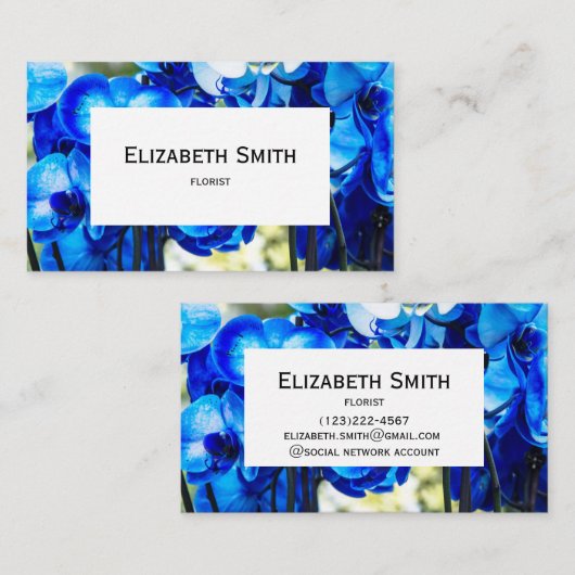 Blaue Orchideen Visitenkarte (Vorne/Hinten)