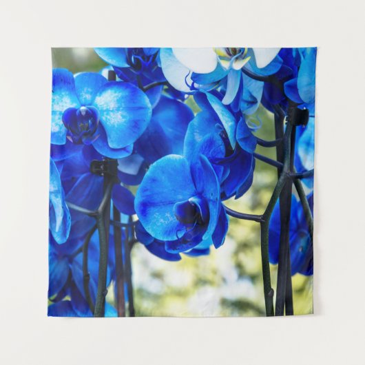 Blaue Orchideen Wandteppich (Vorderseite)