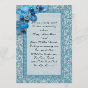 Blaue Orchideen zum Hochzeitstag Einladung