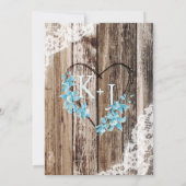 Blaue Orchideenholzspitze Rustikale Hochzeit Einladung (Rückseite)