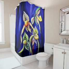 Blaue Orchideenmalerei Duschvorhang