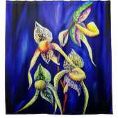 Blaue Orchideenmalerei Duschvorhang (Vorderseite)
