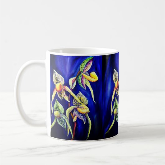 Blaue Orchideenmalerei Kaffeetasse (Links)