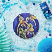 Blaue Orchideenmalerei Pappteller (Party)
