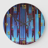 Blaue Orgelpfeife Große Wanduhr (Vorderseite)