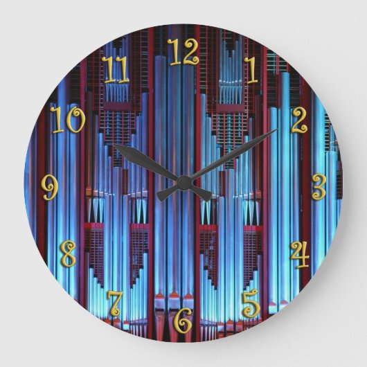 Blaue Orgelpfeife Große Wanduhr (Vorderseite)