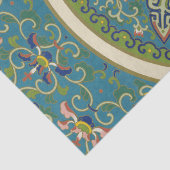 Blaue Orientale-Entwürfe mit lächelnden Gesichtern Seidenpapier (Ausschnitt)