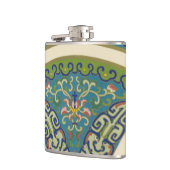 Blaue Orientalische Designs mit lächelnden Gesicht Flachmann (Links)