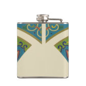 Blaue Orientalische Designs mit lächelnden Gesicht Flachmann (Rückseite)