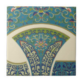 Blaue Orientalische Designs mit lächelnden Gesicht Fliese (Vorderseite)