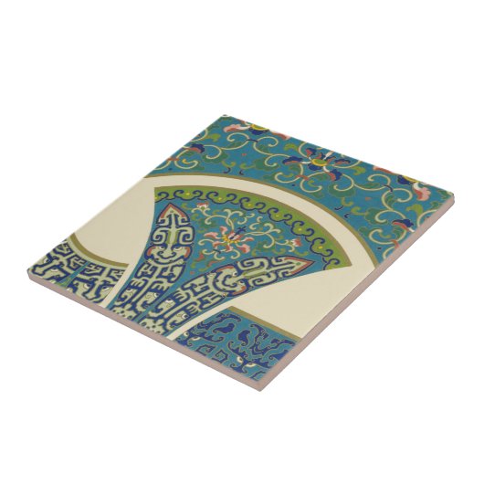 Blaue Orientalische Designs mit lächelnden Gesicht Fliese (Seite)