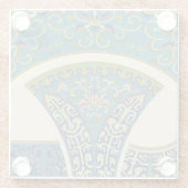 Blaue Orientalische Designs mit lächelnden Gesicht Glasuntersetzer (Rückseite)