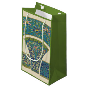 Blaue Orientalische Designs mit lächelnden Gesicht Kleine Geschenktüte