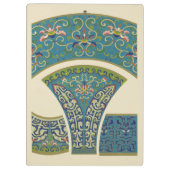 Blaue Orientalische Designs mit lächelnden Gesicht Klemmbrett (Rückseite)