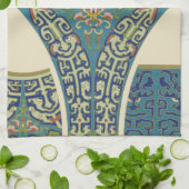 Blaue Orientalische Designs mit lächelnden Gesicht Küchentuch (Gefaltet)