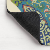 Blaue Orientalische Designs mit lächelnden Gesicht Mousepad (Ecke)