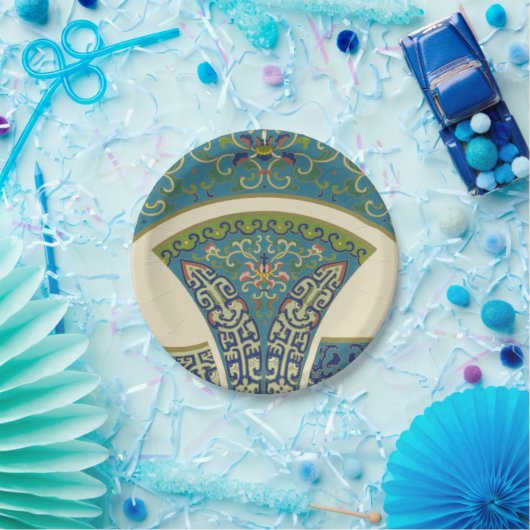 Blaue Orientalische Designs mit lächelnden Gesicht Pappteller (Party)