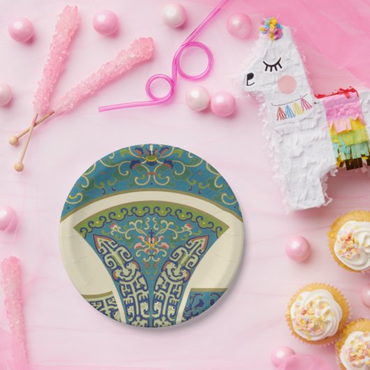 Blaue Orientalische Designs mit lächelnden Gesicht Pappteller (Party)