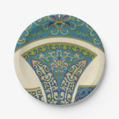 Blaue Orientalische Designs mit lächelnden Gesicht Pappteller (Vorderseite)