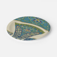Blaue Orientalische Designs mit lächelnden Gesicht
