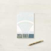 Blaue Orientalische Designs mit lächelnden Gesicht Post-it Klebezettel (Auf Schreibtisch)