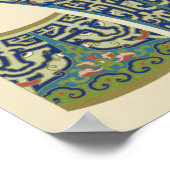 Blaue Orientalische Designs mit lächelnden Gesicht Poster (Ecke)