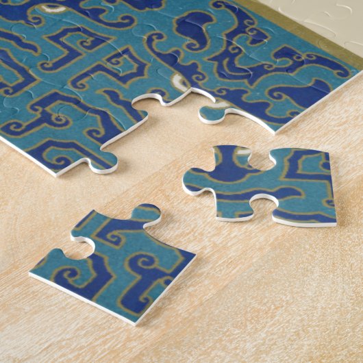 Blaue Orientalische Designs mit lächelnden Gesicht Puzzle (Seite)