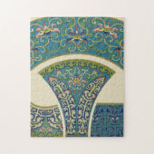 Blaue Orientalische Designs mit lächelnden Gesicht Puzzle (Vertikal)