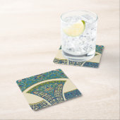 Blaue Orientalische Designs mit lächelnden Gesicht Rechteckiger Pappuntersetzer (Vor Ort)