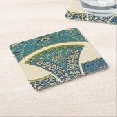 Blaue Orientalische Designs mit lächelnden Gesicht Rechteckiger Pappuntersetzer (angewinkelt)